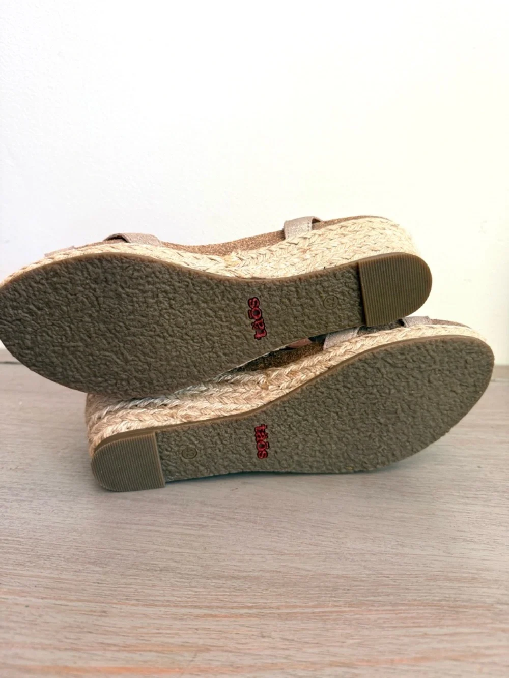 Taos Hey Jute Trulie Wedge Espadrille Sandals Champagne Ankle Strap EU 42 US 11